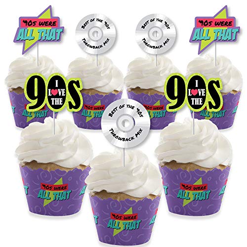 90S Throwback - Cupcake Decoration - 1990S Party  Cupcake Wrapp