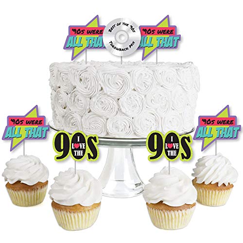90S Throwback - Dessert Cupcake Toppers - 1990S Party Clear Tre