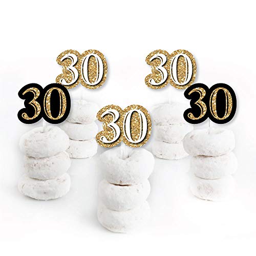Adult 30Th Birthday - Gold - Dessert Cupcake Toppers - Birthday