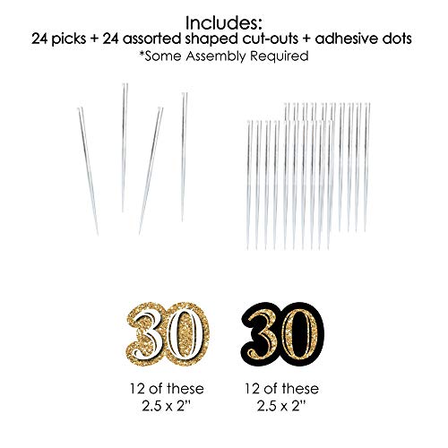 Adult 30Th Birthday - Gold - Dessert Cupcake Toppers - Birthday