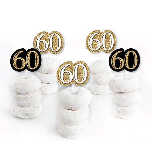Adult 60Th Birthday - Gold - Dessert Cupcake Toppers - Birthday
