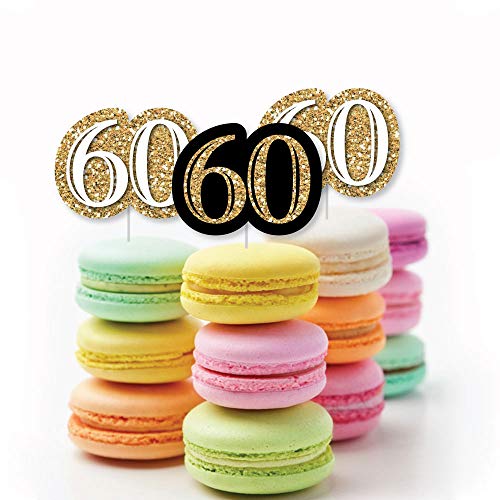 Adult 60Th Birthday - Gold - Dessert Cupcake Toppers - Birthday