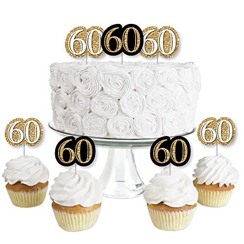 Adult 60Th Birthday - Gold - Dessert Cupcake Toppers - Birthday