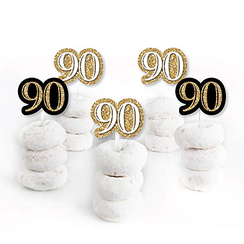 Adult 90Th Birthday - Gold - Dessert Cupcake Toppers - Birthday