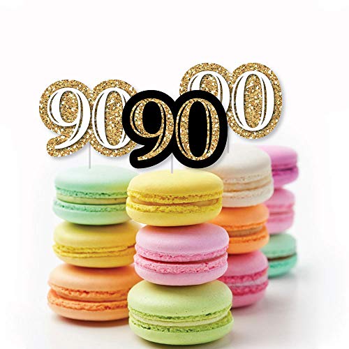 Adult 90Th Birthday - Gold - Dessert Cupcake Toppers - Birthday