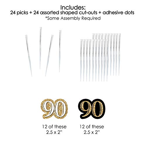 Adult 90Th Birthday - Gold - Dessert Cupcake Toppers - Birthday