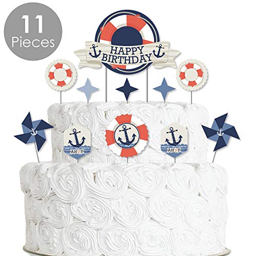 Big Dot Of Happiness Ahoy - Nautical - Birthday Party Cake Decor