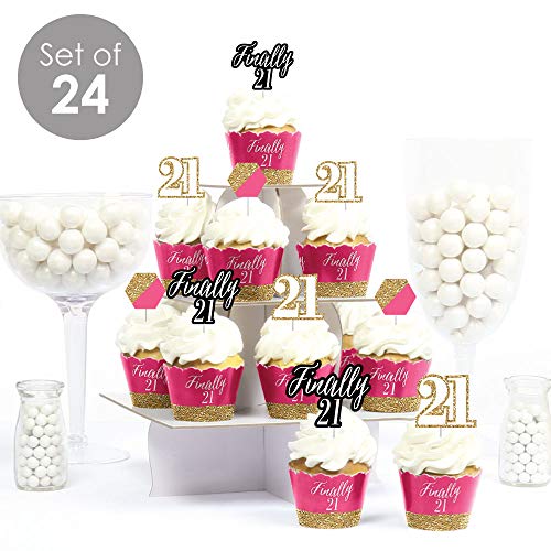 Big Dot Of Happiness Finally 21 Girl - Cupcake Decoration - 21St