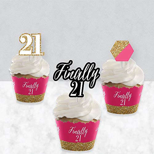 Big Dot Of Happiness Finally 21 Girl - Cupcake Decoration - 21St