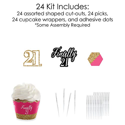 Big Dot Of Happiness Finally 21 Girl - Cupcake Decoration - 21St