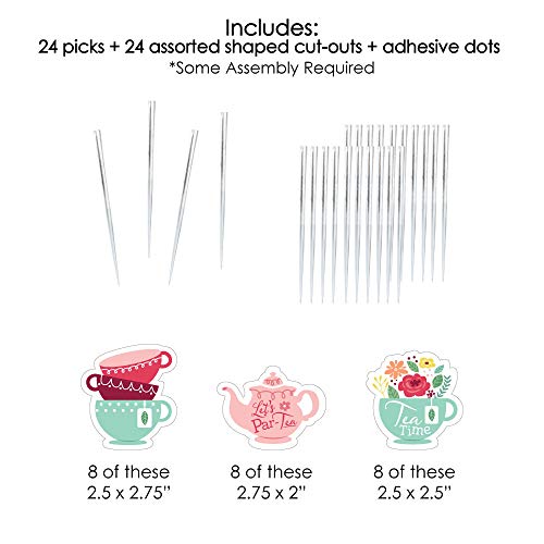 Big Dot of Happiness Floral Let’s Par-Tea - Dessert Cupcake Topp...