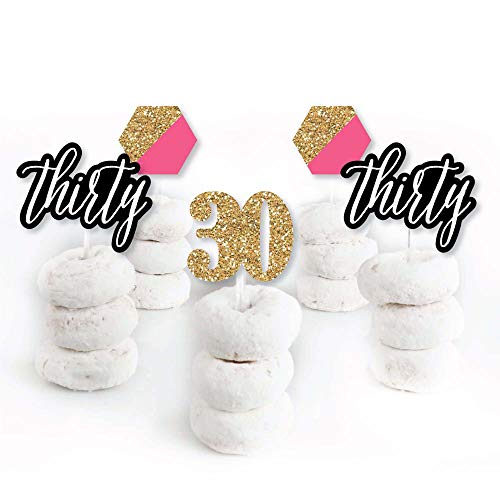Chic 30Th Birthday - Pink, Black And Gold - Dessert Cupcake Topp