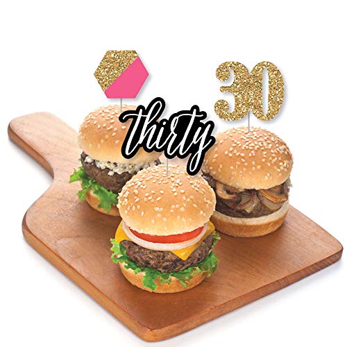 Chic 30Th Birthday - Pink, Black And Gold - Dessert Cupcake Topp