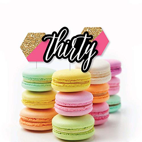 Chic 30Th Birthday - Pink, Black And Gold - Dessert Cupcake Topp