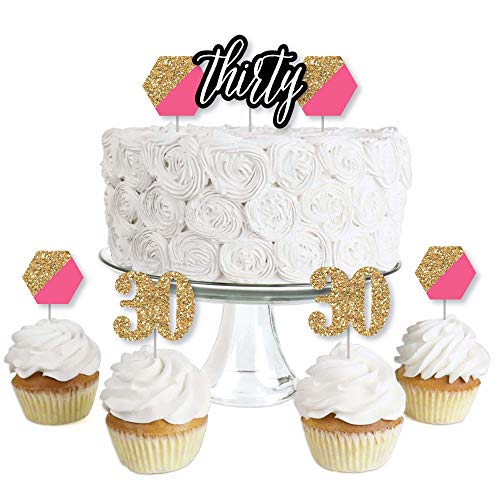 Chic 30Th Birthday - Pink, Black And Gold - Dessert Cupcake Topp