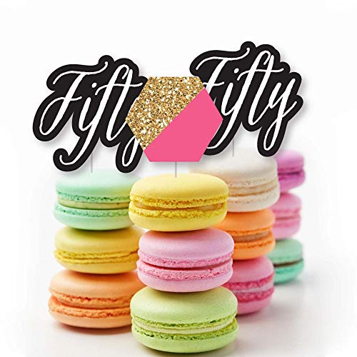 Chic 50Th Birthday - Pink, Black And Gold - Dessert Cupcake Topp
