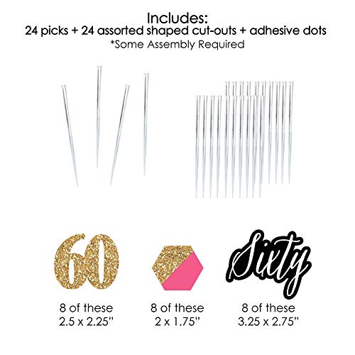 Chic 60Th Birthday - Pink, Black And Gold - Dessert Cupcake Topp