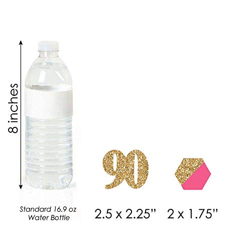 Chic 90Th Birthday - Pink, Black And Gold - Dessert Cupcake Topp