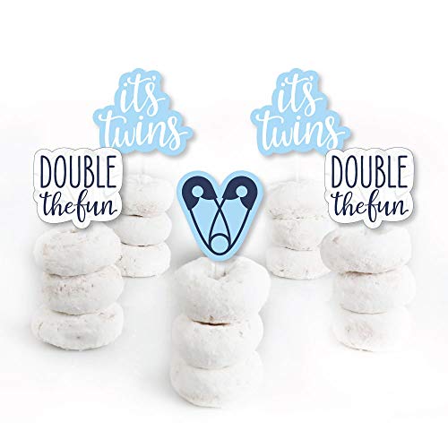 It’S Twin Boys  - Dessert Cupcake Toppers - Blue Twins Baby Show