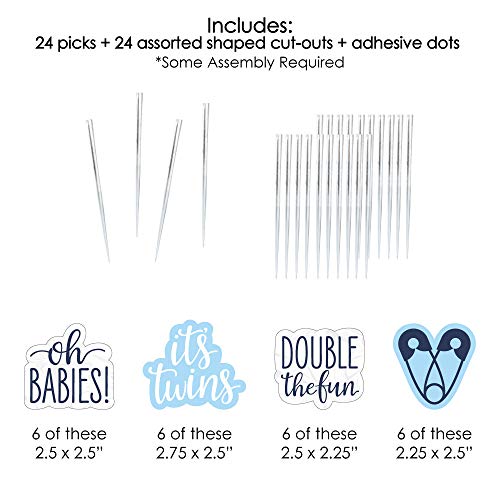 It’S Twin Boys  - Dessert Cupcake Toppers - Blue Twins Baby Show