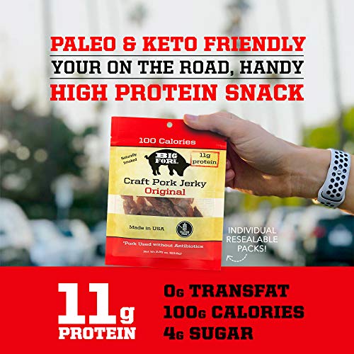 Craft Pork Jerky, Original Flavor, 8 X 2.25 Oz. Bags - Big Fork