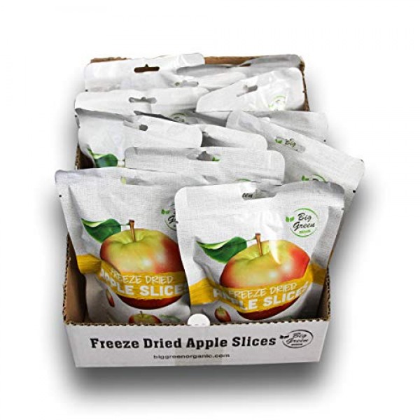 Big Green Organic Food- Freeze-Dried Apple, Healthy Snack, 12