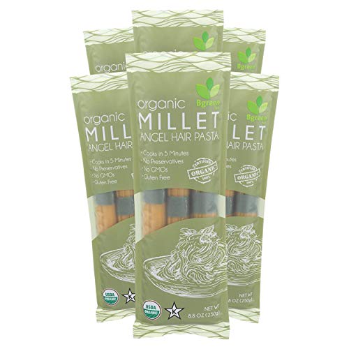 Big Green Organic Food- Organic Millet Angel Hair Pasta, 8.8Oz,