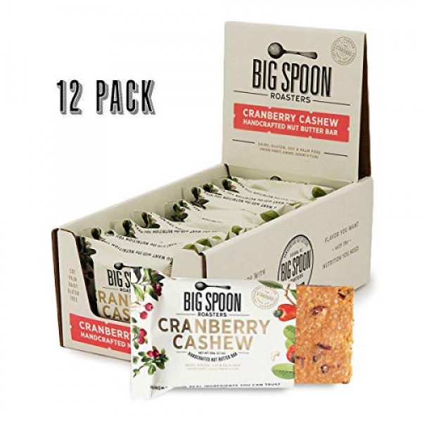 Big Spoon Roasters Cranberry Cashew Nut Butter Bars - High Prote
