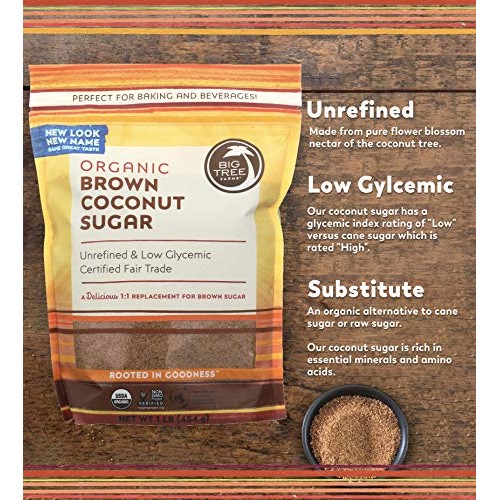 Big Tree Farms Organic Brown Coconut Sugar, Vegan, Gluten Free, ...