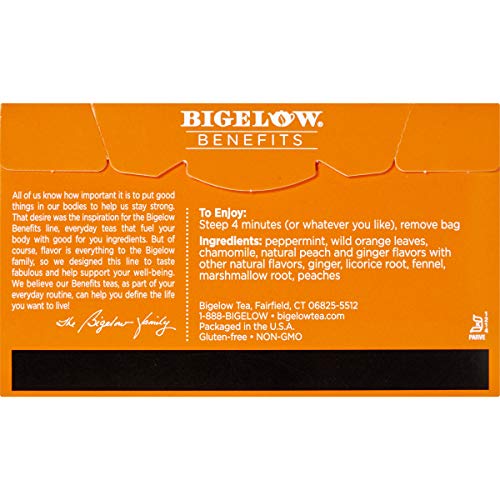 Bigelow Benefits Calm Stomach Ginger Peach Caffeine Free Herbal