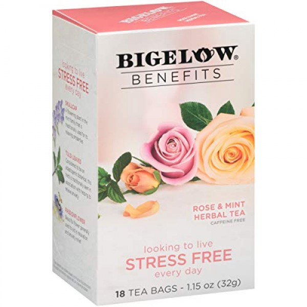 Bigelow Tea Benefits Rose & Mint Caffeine Free Herbal Tea, 18 Co...
