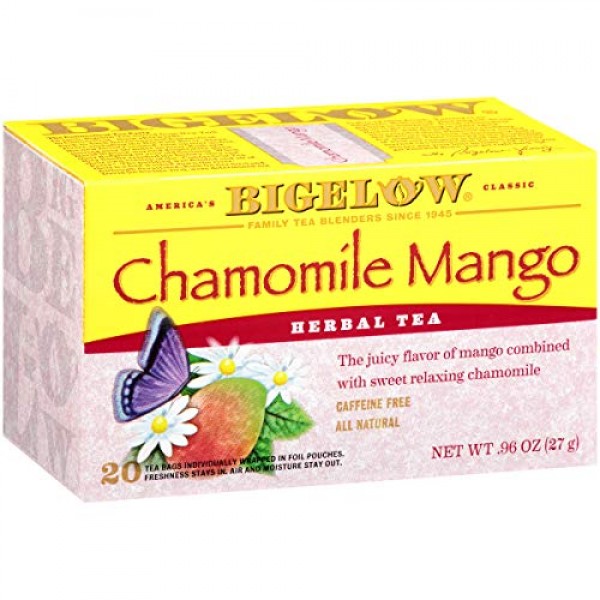 Bigelow Chamomile Mango Herbal Tea 20-Count Boxes Pack of 6, 1...