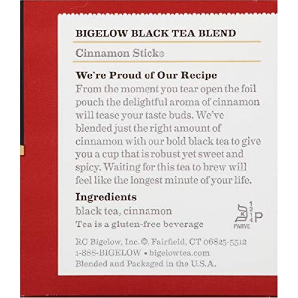 Bigelow Cinnamon Stick Black Tea Bags 20-Count Boxes Pack of 6...