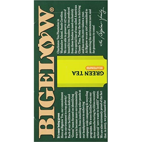 Bigelow Decaffeinated Green Tea Bags, 20 Count Box Pack Of 6 D