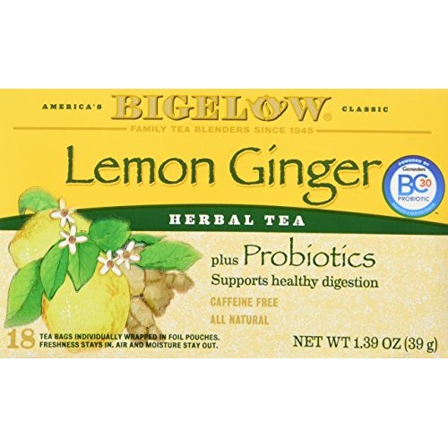 Bigelow Classic Lemon Ginger Herbal Tea Plus Probiotics 18 Bags