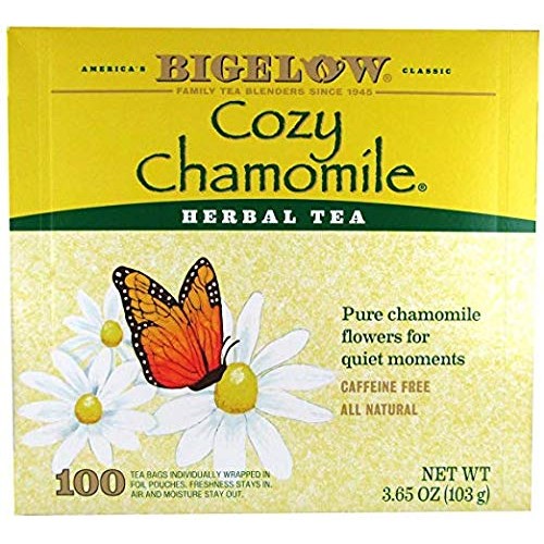 Bigelow Cozy Chamomile Herbal Tea, 100 Count Box Caffeine Free H