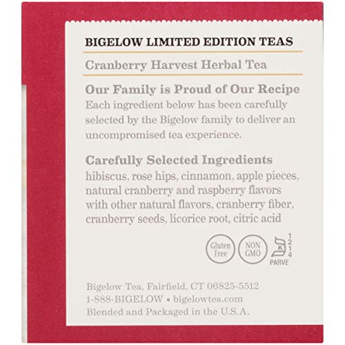 Bigelow Cranberry Harvest Herbal Tea Bags 18-Count Box Pack Of