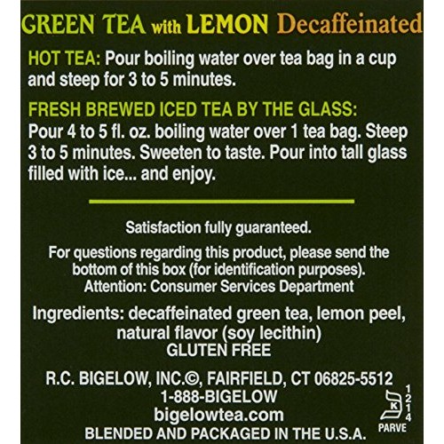 Bigelow Decaf Green Tea W/ Lemon Tea Bags - 20 Ct - 3 Pk