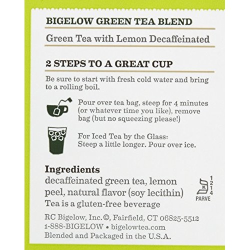 Bigelow Decaf Green Tea W/ Lemon Tea Bags - 20 Ct - 3 Pk