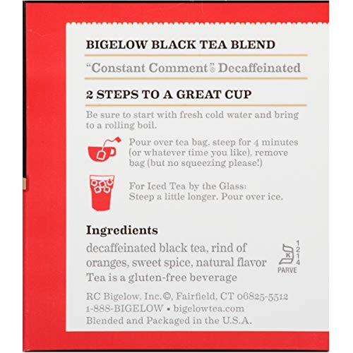 Bigelow Decaffeinated Constant Comment Black Tea Bags, 20 Count