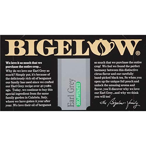 Bigelow Decaffeinated Earl Grey Black Tea Bags 20-Count Boxes P