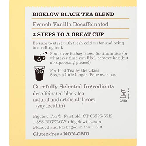 Bigelow Decaffeinated French Vanilla Black Tea Bags, 20 Count Bo