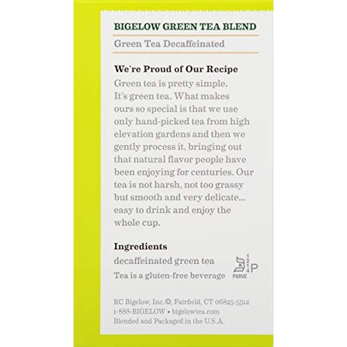 Bigelow Decaffeinated Green Tea Bags, 40 Count Box Pack Of 6 D