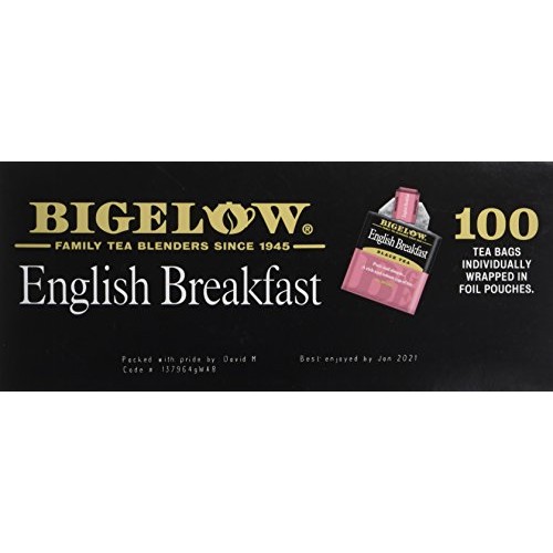 Bigelow English Breakfast Black Tea Bags, 100 Count Box Caffeina...