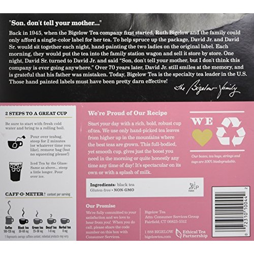 Bigelow English Breakfast Black Tea Bags, 100 Count Box Caffeina...