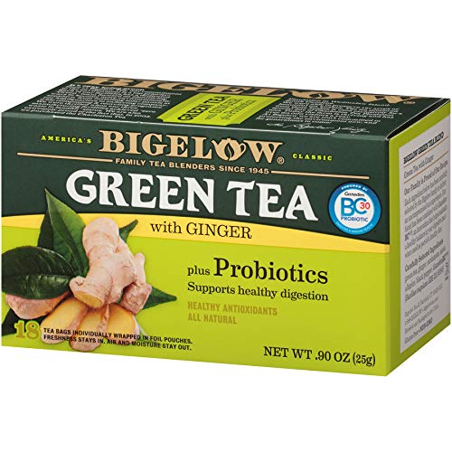 Bigelow Green Ginger Plus Probiotics, 18 Count Box, Pack Of 6,