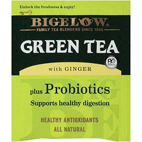 Bigelow Green Ginger Plus Probiotics, 18 Count Box, Pack Of 6,