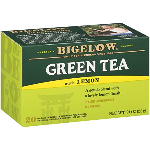 Bigelow Green Tea With Lemon Tea Bags 20-Count Box, Pack Of 6,