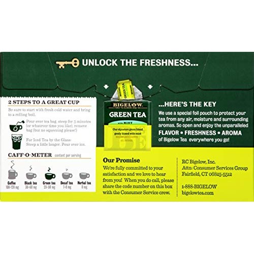 Bigelow Green Tea With Mint Tea Bags, 20 Count Box Pack Of 6 C