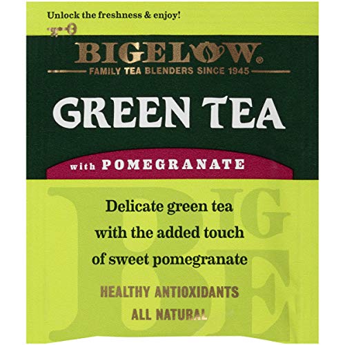 Bigelow Green Tea With Pomegranate Tea Bags, 20 Count Box Pack